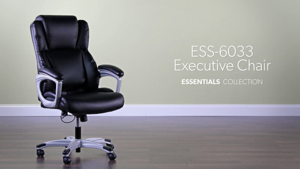 OFM Essentials Collection Executive Bonded Leather Office Chair, Black