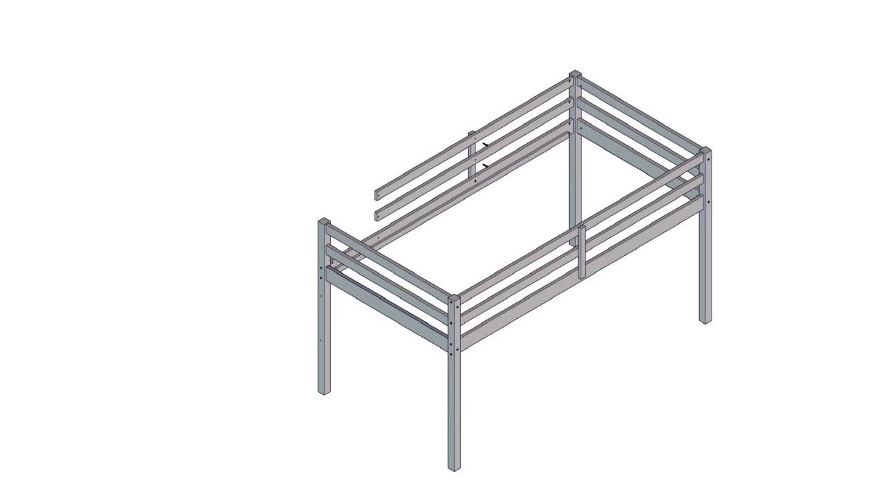 thumbnail video image 2 of HH2Home Campbell Wood Twin Junior Loft Bunk Bed, White, 2 of 13