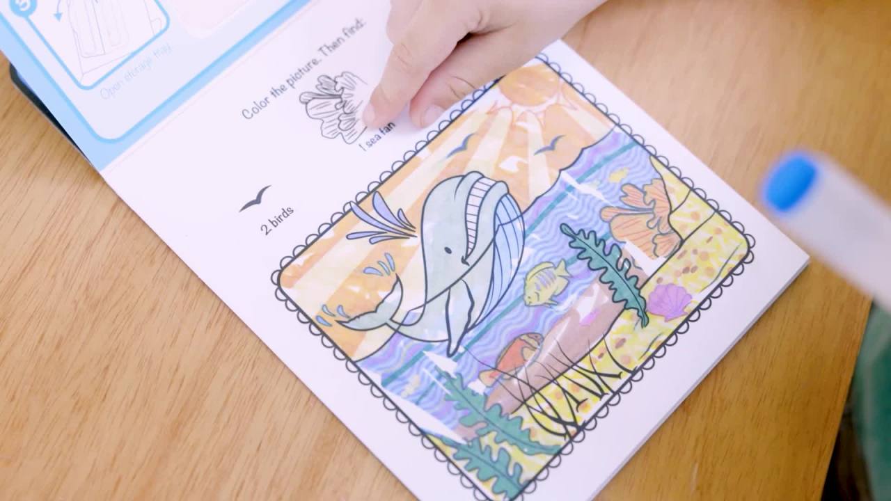 thumbnail video image 2 of Melissa & Doug On the Go ColorBlast! Activity Book: Sea Life - 24 Pictures and No-Mess Pen, 2 of 11
