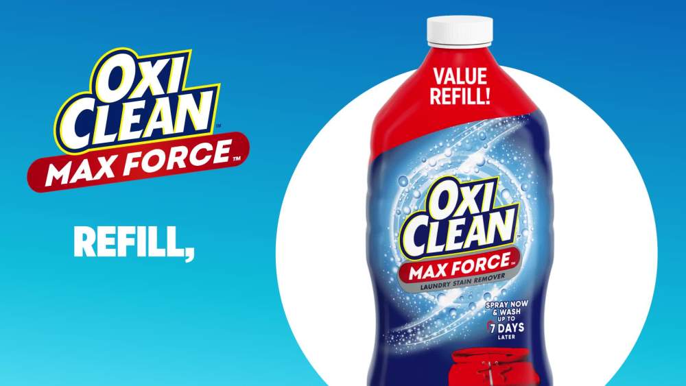 thumbnail video image 2 of OxiClean Max Force Laundry Stain Remover Spray Refill, Gentle Color-Safe Stain Treater, 48 fl oz, 2 of 15
