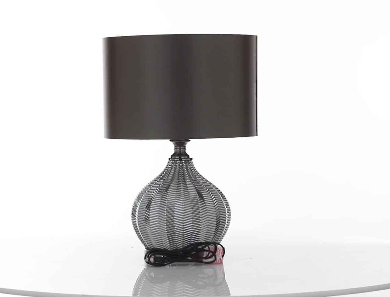 thumbnail video image 2 of DecMode 20" Silver Table Lamp with Gray Fabric Shade, 2 of 12