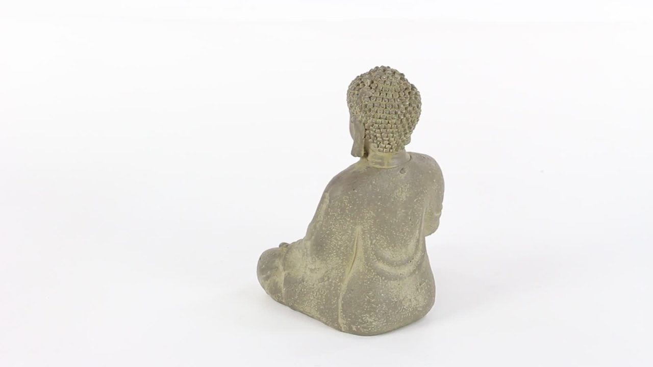thumbnail video image 2 of 8" x 12" Beige Ceramic Meditating Buddha Sculpture with Engraved Carvings and Relief Detailing, by DecMode, 2 of 11