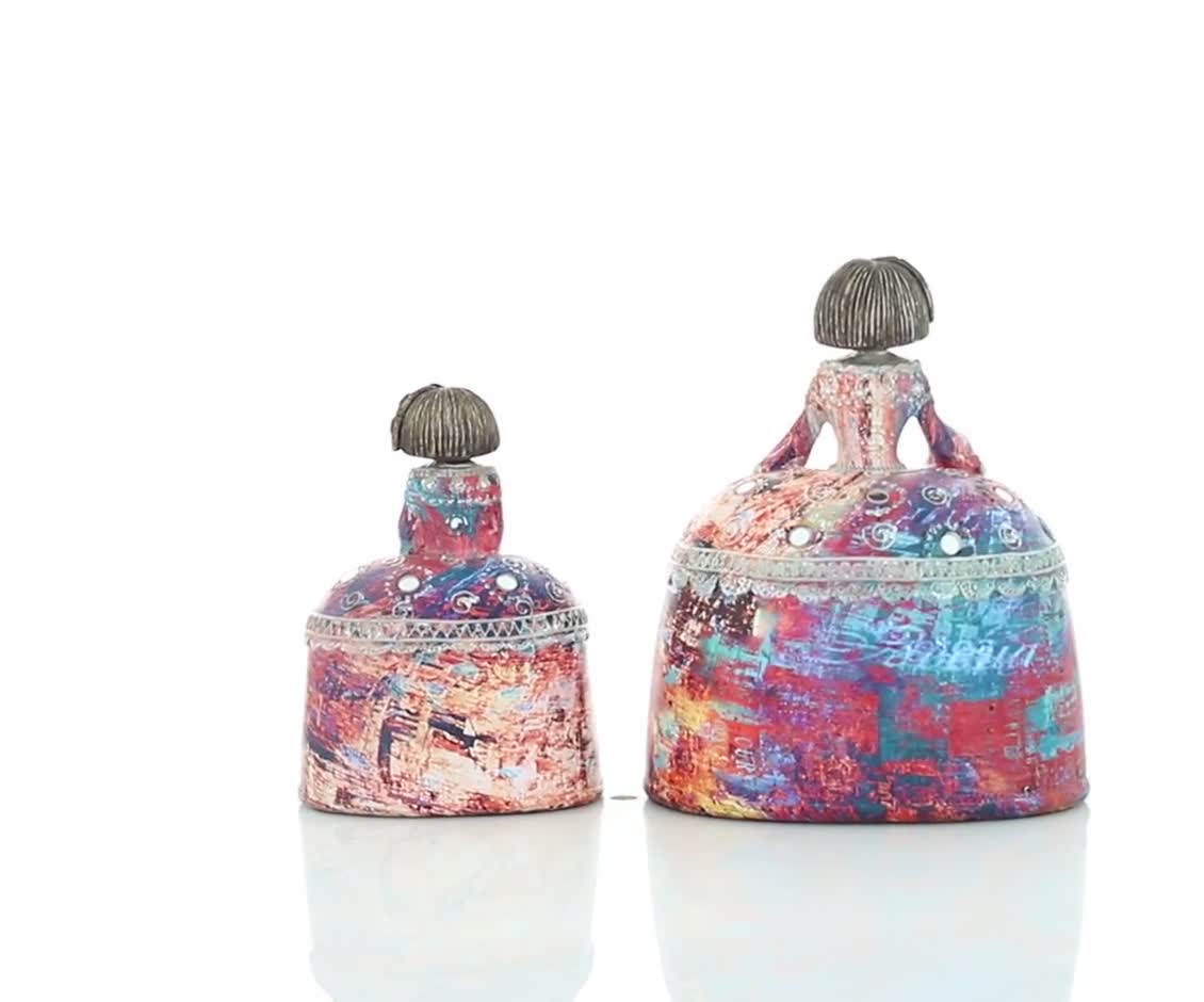 thumbnail video image 2 of DecMode 5"W, 6"H Polystone Tuscan Sculptures, Multi Colored, 2-Piece, 2 of 15