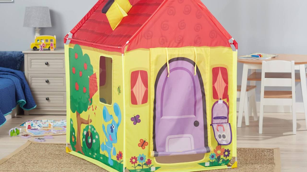 thumbnail video image 2 of Melissa & Doug Blue's Clues & You! Blue's House Play Tent, 2 of 10
