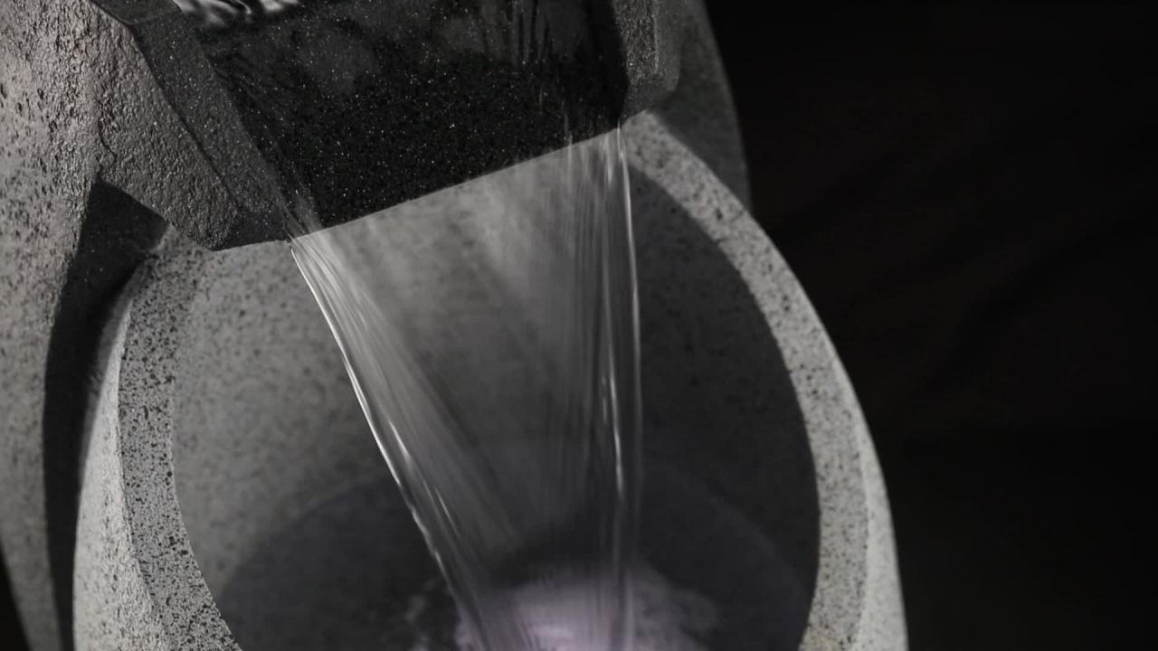 thumbnail video image 2 of Waterfall 25" High Large Modern Indoor Outdoor Decor Faux Stone Floor Fountain with Light LED Outside Garden, 2 of 7