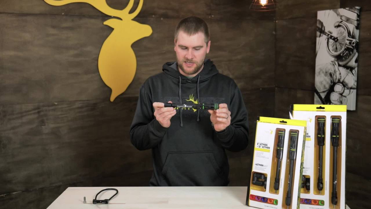 thumbnail video image 2 of Trophy Ridge Hitman Stabilizer Kit Includes one 8" and one 10" Stabilizer, 2 of 13