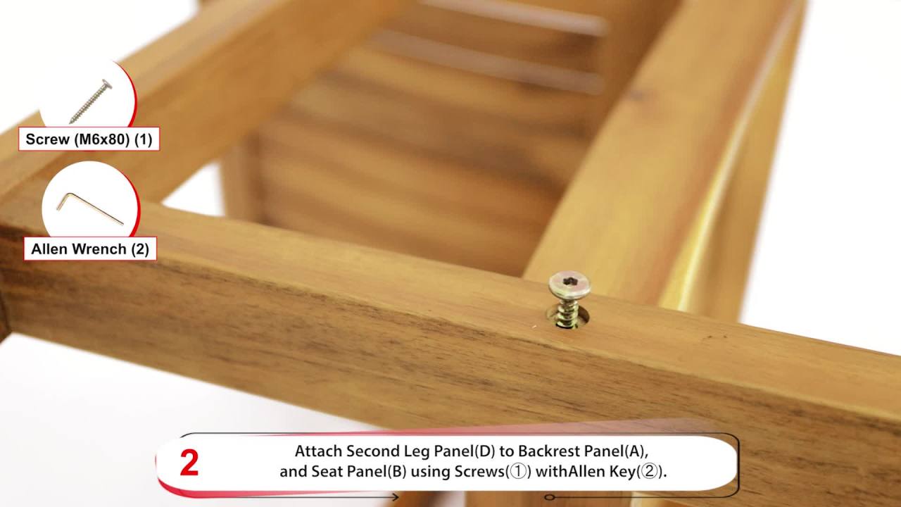 thumbnail video image 2 of Caroline Outdoor Acacia Wood Dining Chairs, Set of 2, Teak, 2 of 7