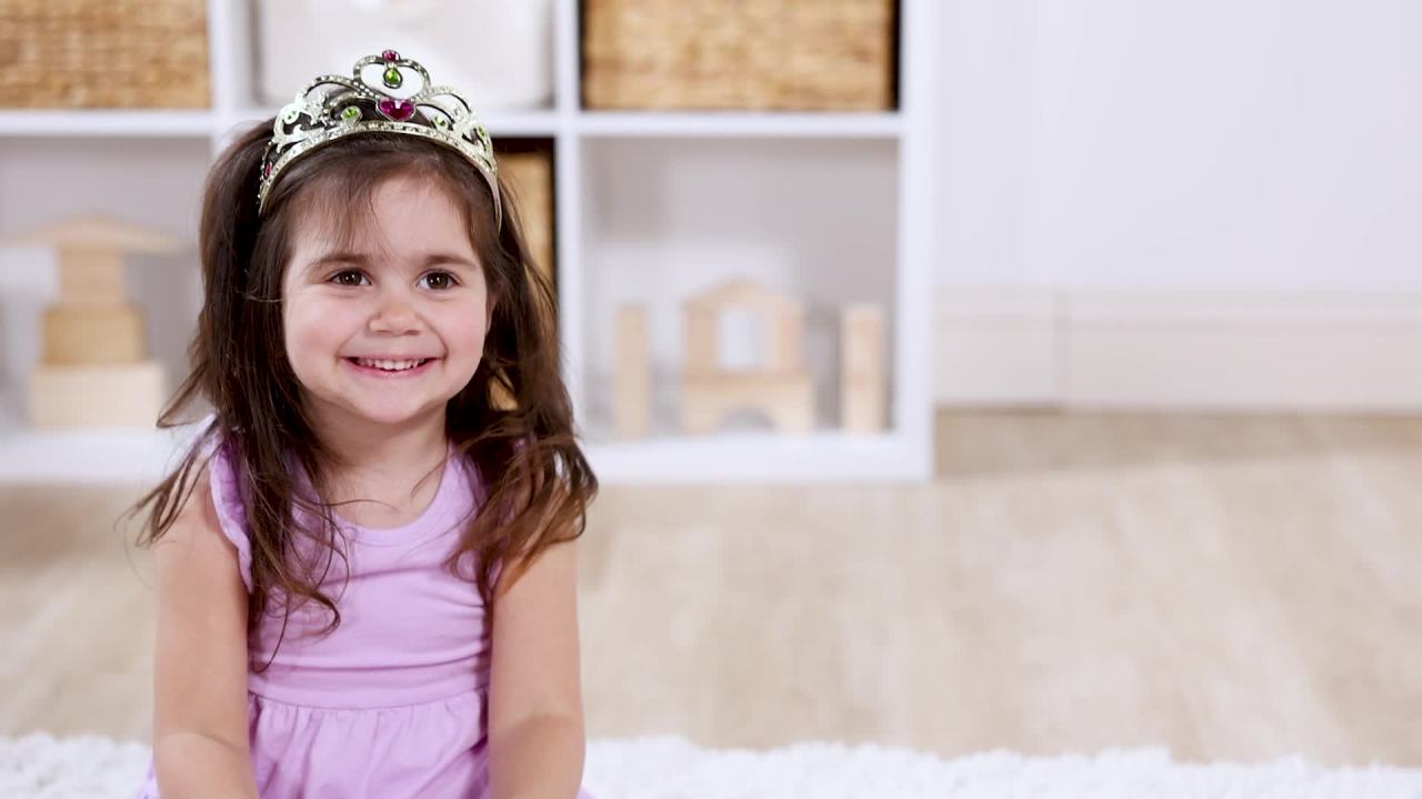 thumbnail video image 2 of Melissa & Doug Dress-Up Tiaras for Kids Costume Role Play (4 Pcs), 2 of 10