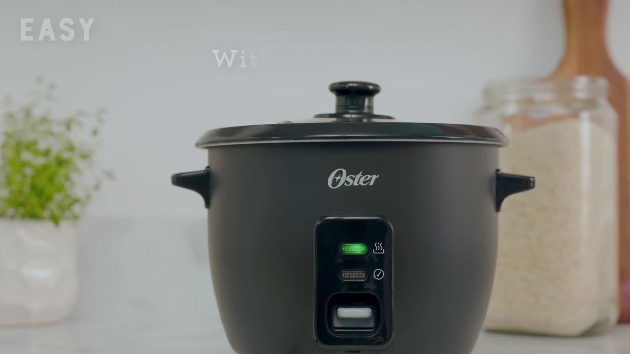 thumbnail video image 3 of Oster 6 Cup Rice Cooker, Electric Rice Cooker and Rice Maker, 3 of 8