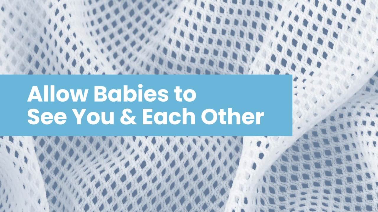 thumbnail video image 3 of Little Folks Twin EZ Fold Ultra Compact Double Bassinet by Delta Children, Aqua Geo, 3 of 9