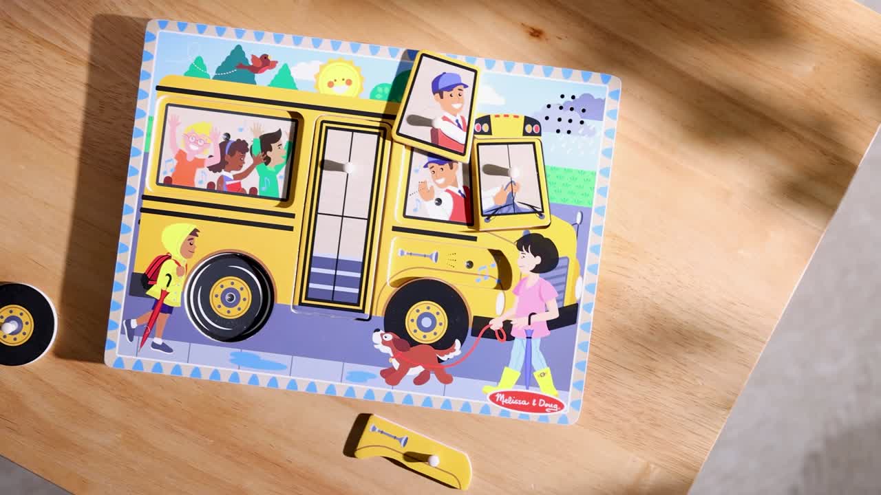 thumbnail video image 2 of Melissa & Doug The Wheels on the Bus Sound Puzzle With Light-Activated Sound Effects, 2 of 11