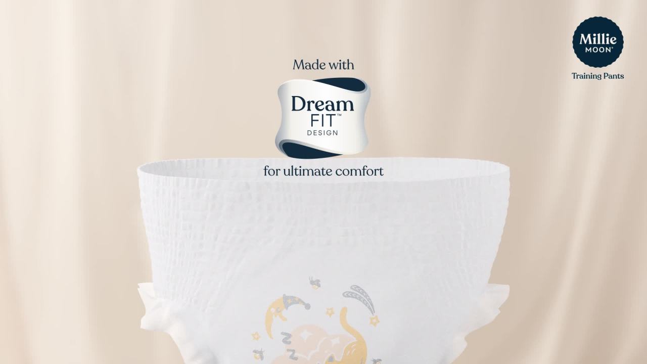 thumbnail video image 2 of Millie Moon Luxury Training Pants, Size 3T-4T, 66 Count (Select for More Options), 2 of 8