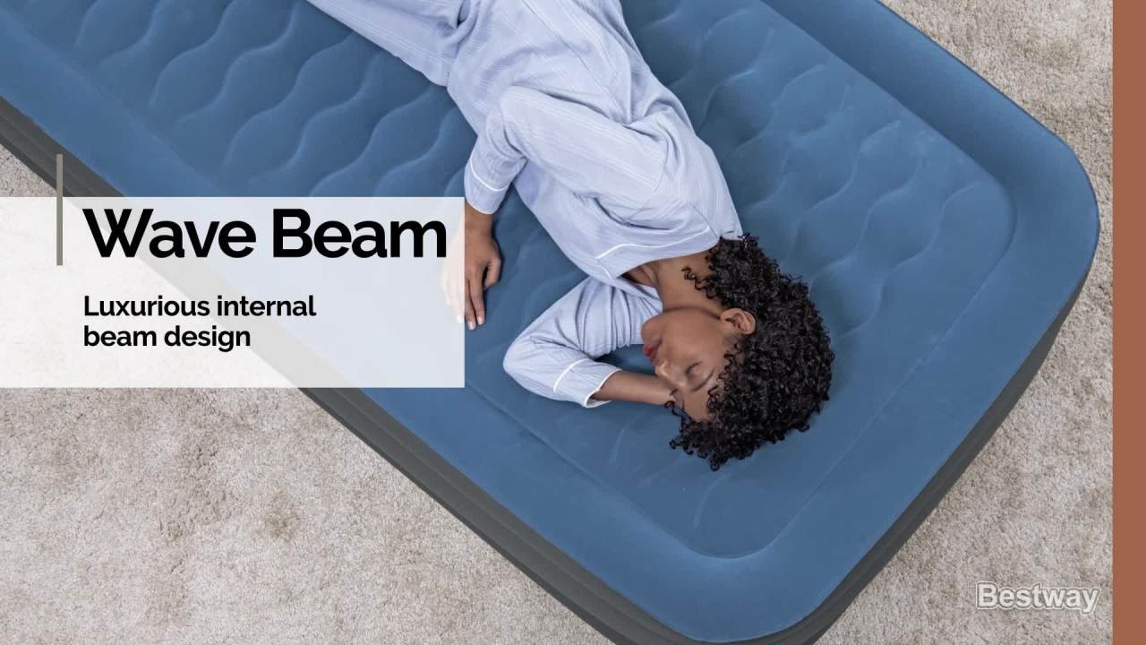 thumbnail video image 2 of Bestway Tough Guard Air Mattress Twin 18" with Built-in AC Pump, 2 of 14