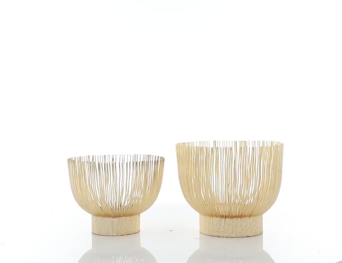 thumbnail video image 2 of DecMode 11", 10"H Round Gold Metal Decorative Bowl, Set of 2, 2 of 10