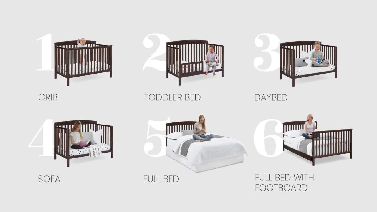Delta Children Hanover 6in1 Convertible Baby Crib, Walnut Espresso