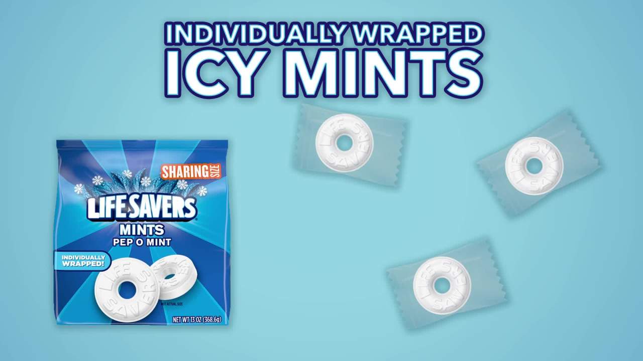 thumbnail video image 2 of Life Savers Pep-O-Mint Breath Mints Hard Candy, Sharing Size - 13 oz, 2 of 13