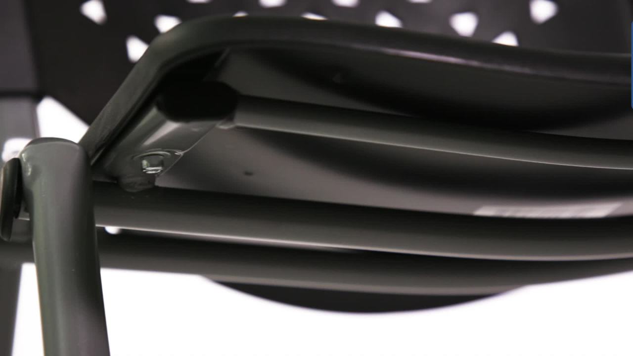 thumbnail video image 2 of Flash Furniture HERCULES Series 880 lb. Capacity Black Plastic Stack Chair with Titanium Gray Powder Coated Frame, 2 of 14