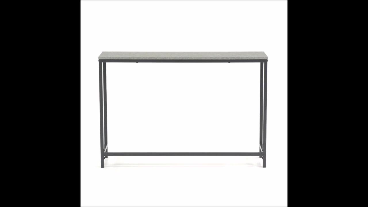 thumbnail video image 2 of Sauder North Avenue Narrow Metal Frame Console Table, Faux Concrete Finish, 2 of 9