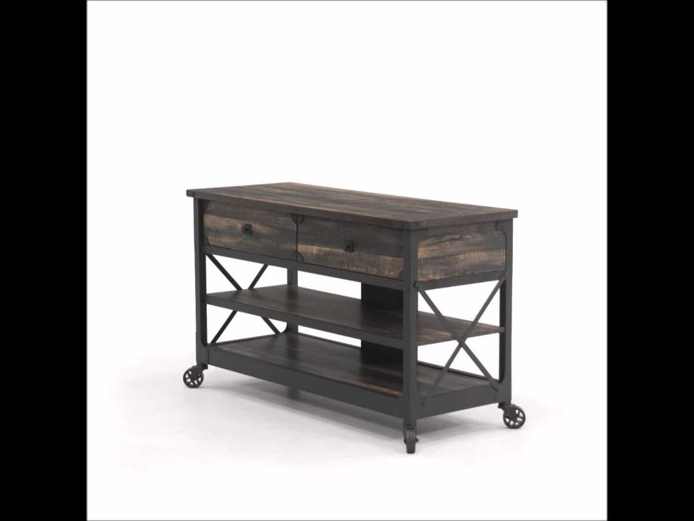 Sauder Steel River TV Stand, for TVs up to 52", Carbon Oak Finish