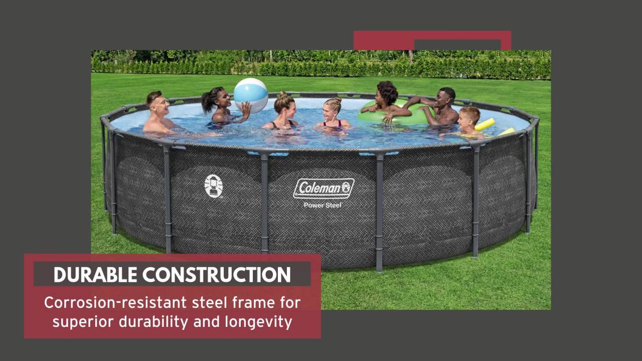 thumbnail video image 2 of Coleman Power Steel 16 ft. x 42 in. Round Metal Frame Above Ground Pool Set, 2 of 10
