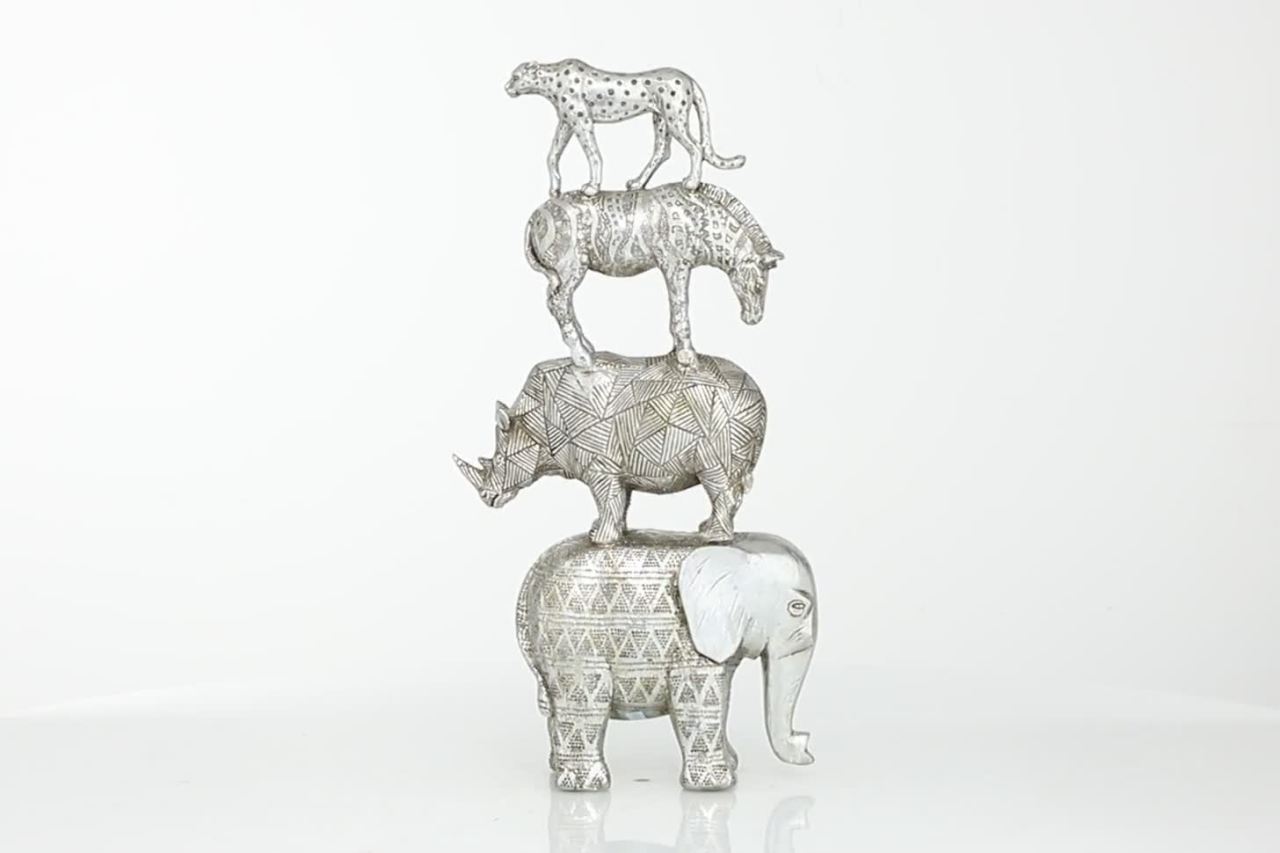 thumbnail video image 2 of DecMode 10"W, 20"H Polystone Glam Sculpture, Silver, 2 of 12