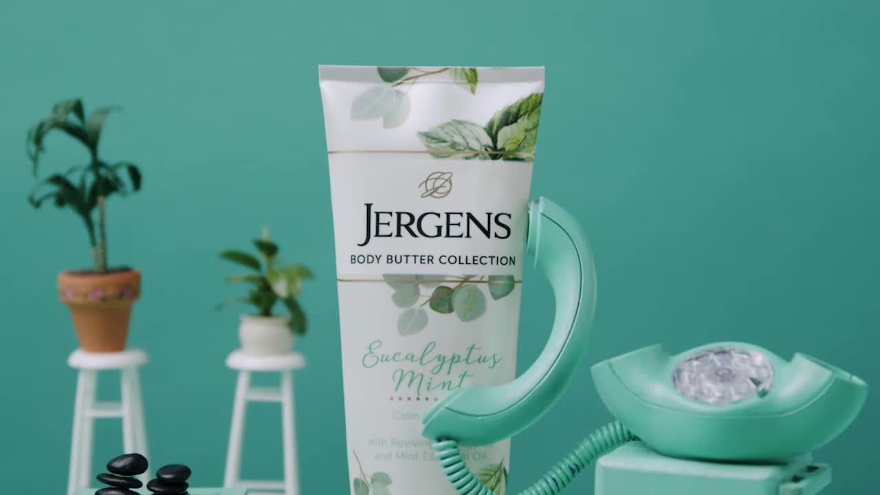 thumbnail video image 2 of Jergens Rose Body Lotion Butter, with Camellia Essential Oil, Dry Skin Moisturizer, 7 oz, 2 of 10