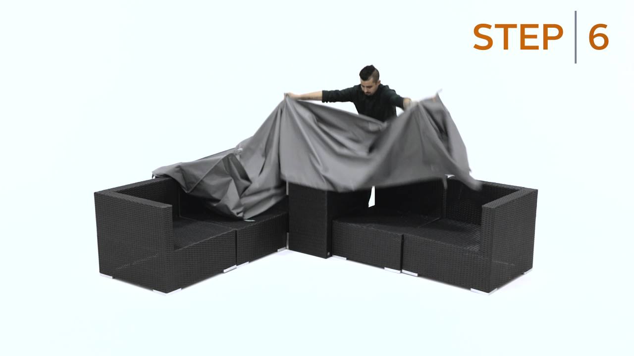 thumbnail video image 2 of Classic Accessories Storigami Weatherproof 104 Inch Outdoor Right-Facing Sectional Cover, Monument Grey, 2 of 12