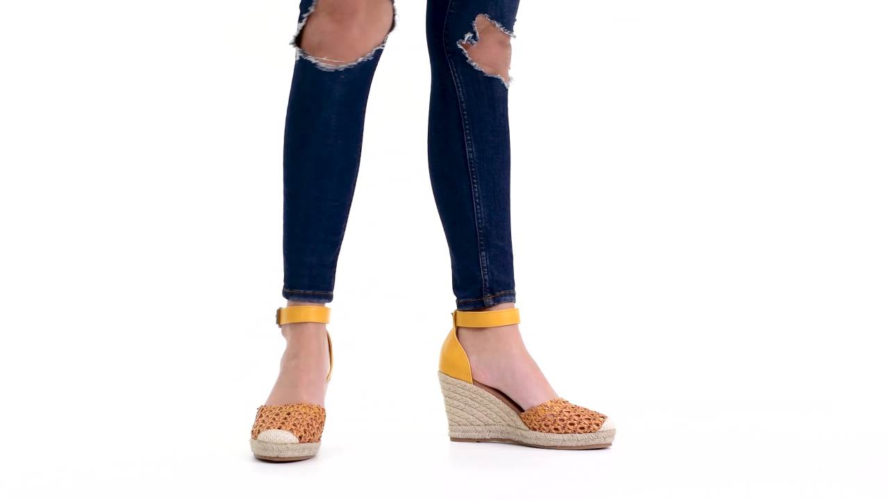 thumbnail video image 2 of Journee Womens Sierra Wedge Heel Espadrille Sandals, 2 of 10