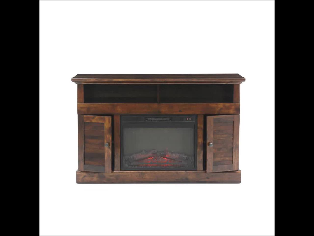 thumbnail video image 2 of Sauder Harbor View 52" Fireplace TV Stand in Curado Cherry (TV's up to 60"), 2 of 16
