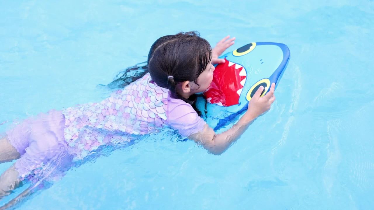 thumbnail video image 2 of Melissa & Doug Sunny Patch Spark Shark Kickboard - Learn-to-Swim Pool Toy for Boys and Girls, 2 of 10
