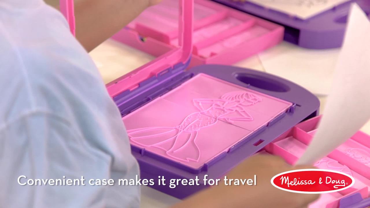 thumbnail video image 2 of Melissa & Doug Fashion Design Art Activity Kit - 9 Double-Sided Rubbing Plates, 4 Pencils, Crayon, 2 of 10