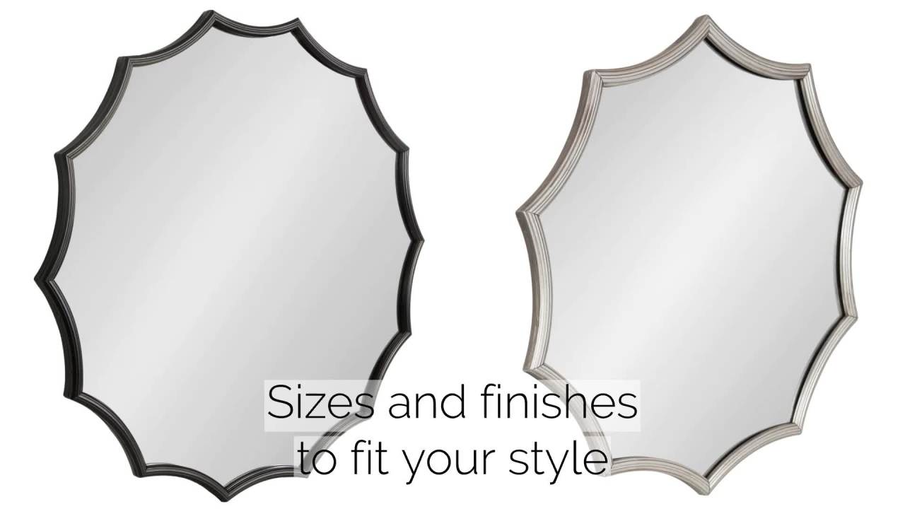 thumbnail video image 2 of Kate and Laurel Lalina Scalloped Round Framed Accent Mirror, Black 24" Diameter, 2 of 9
