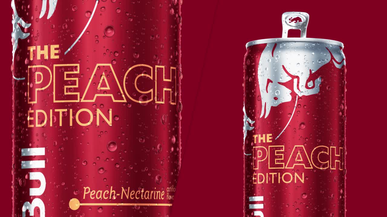 Red Bull Peach Edition Energy Drink, 12 fl oz Can, Lightly Carbonated with White Peach and