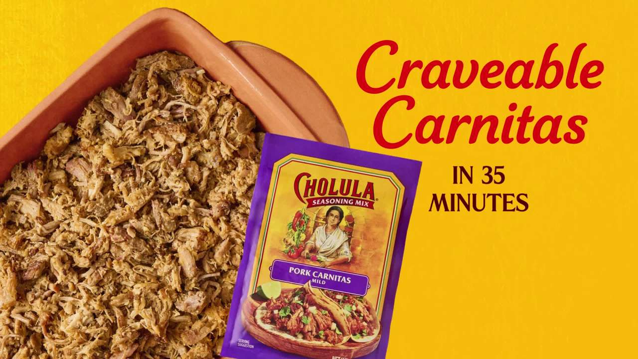 thumbnail video image 2 of Cholula Pork Carnitas - Mild Seasoning Mix, 1.3 oz Bag, 2 of 22