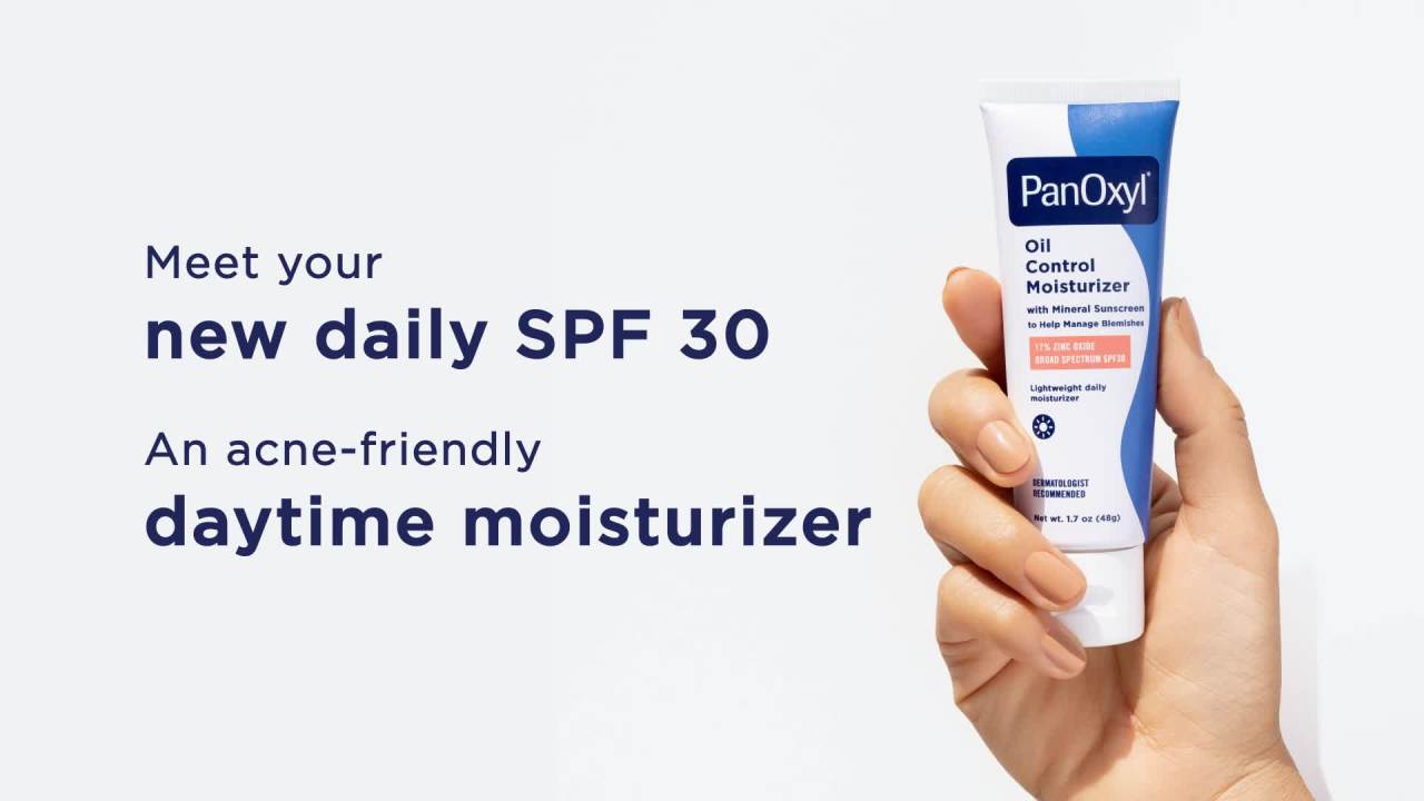 thumbnail video image 2 of PanOxyl AM Oil Control Moisturizer with Mineral Sunscreen for Acne Prone Skin - 1.7 oz, 2 of 11