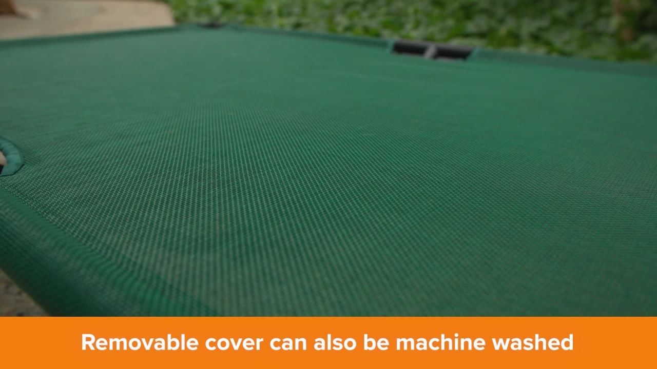 thumbnail video image 2 of K&H Pet Products All Weather Elevated Outdoor Pet Cot Gray Large 42 X 30 X 7 Inches, 2 of 11