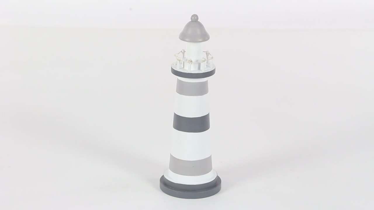 thumbnail video image 2 of 4" x 13" Gray Wood Light House Sculpture, by DecMode, 2 of 9