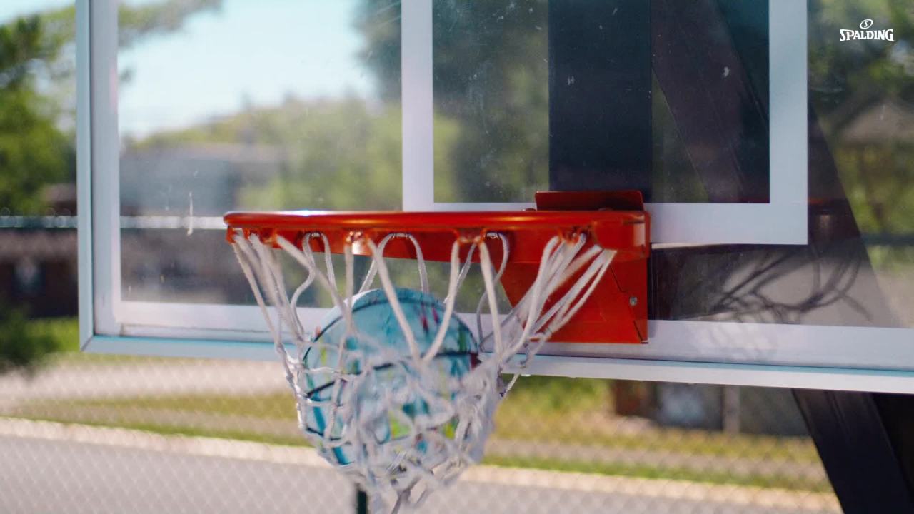 thumbnail video image 2 of Spalding Marble Series Black Multi-Color Outdoor Basketball 29.5", 2 of 7