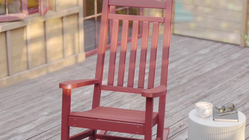 Flash Furniture Winston All-Weather Poly Resin Rocking Chair in Red ...