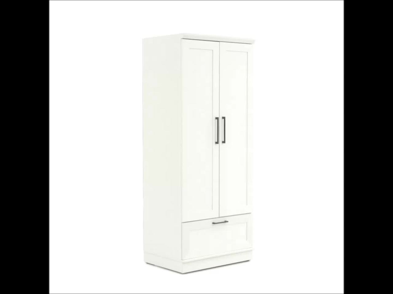thumbnail video image 2 of Sauder HomePlus Bedroom Wardrobe Armoire, Soft White Finish, 2 of 14