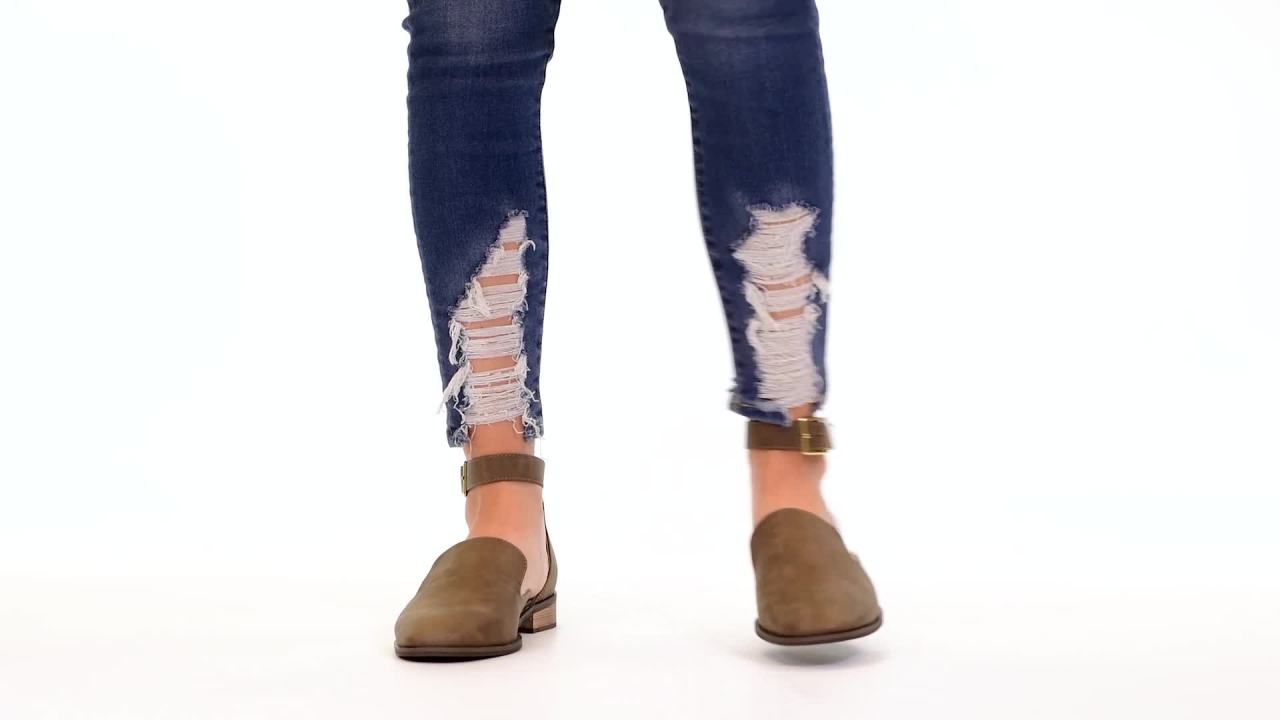 thumbnail video image 2 of Womens Square Toe Ankle Strap Flat, 2 of 9