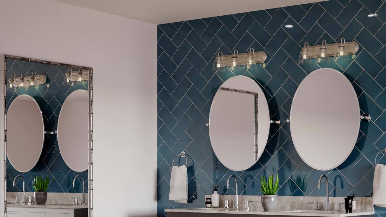 thumbnail video image 2 of Replay Collection Two-Light Black Etched Glass Modern Bath Vanity Light, 2 of 14