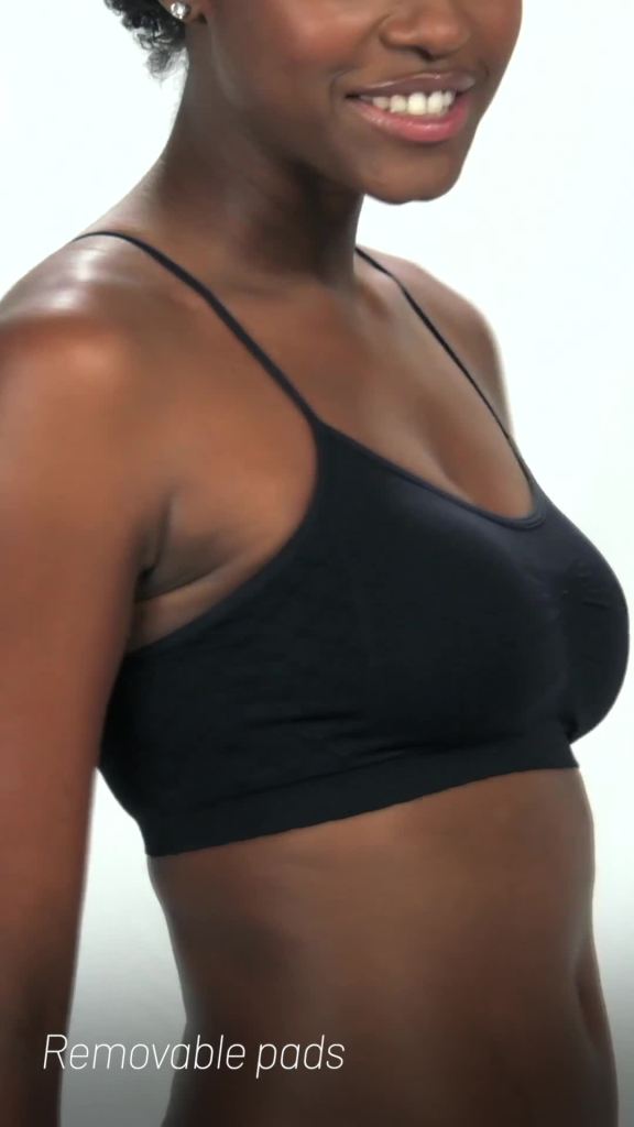 thumbnail video image 2 of Women's Lily Of France 2171941 Seamless Comfort Bralette - 2 Pack (White/Black 2X), 2 of 4