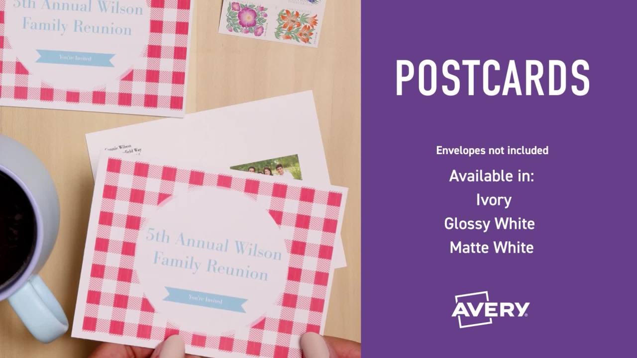 thumbnail video image 2 of Avery Rectangle Postcards, 6" x 11", Textured Matte, 25 Total, 2 of 11