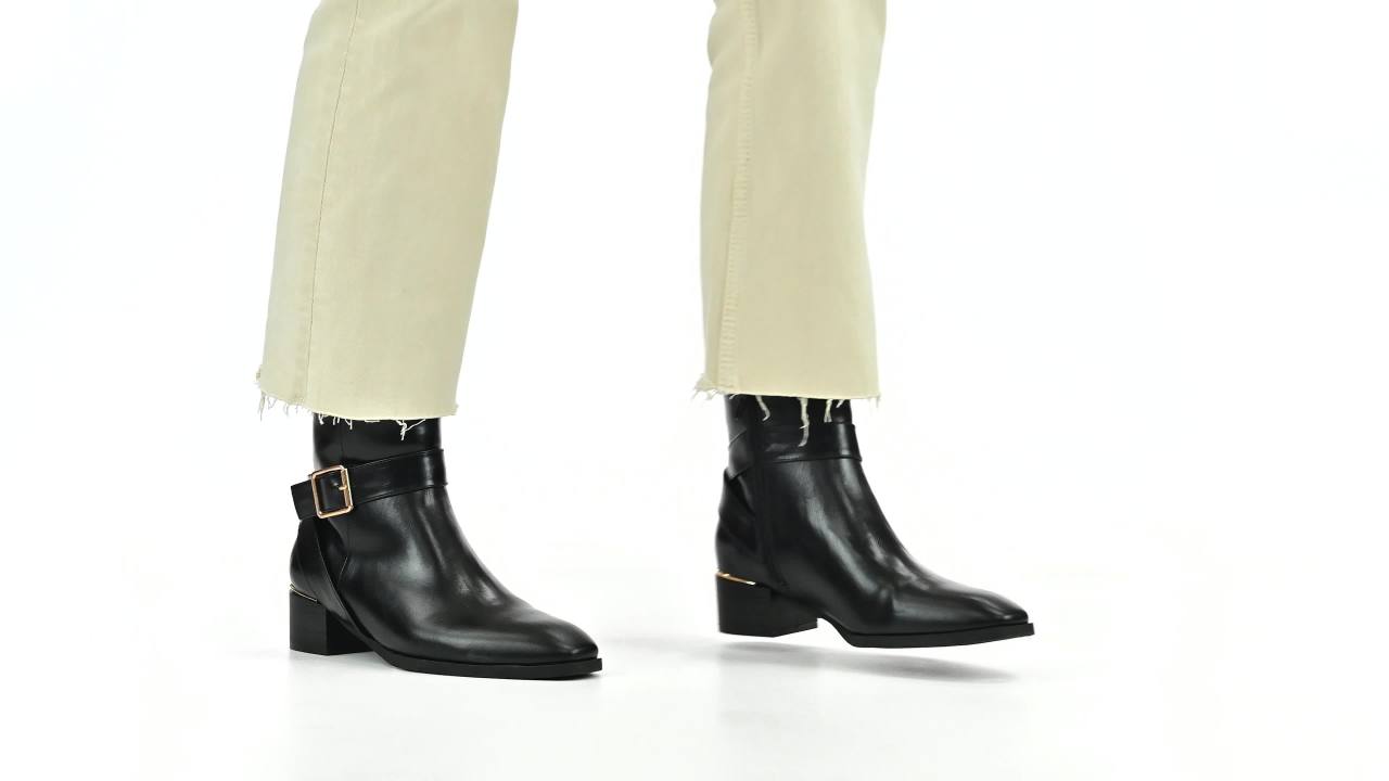 thumbnail video image 2 of Journee Womens Elley Stacked Block Heel Square Toe Booties, 2 of 10