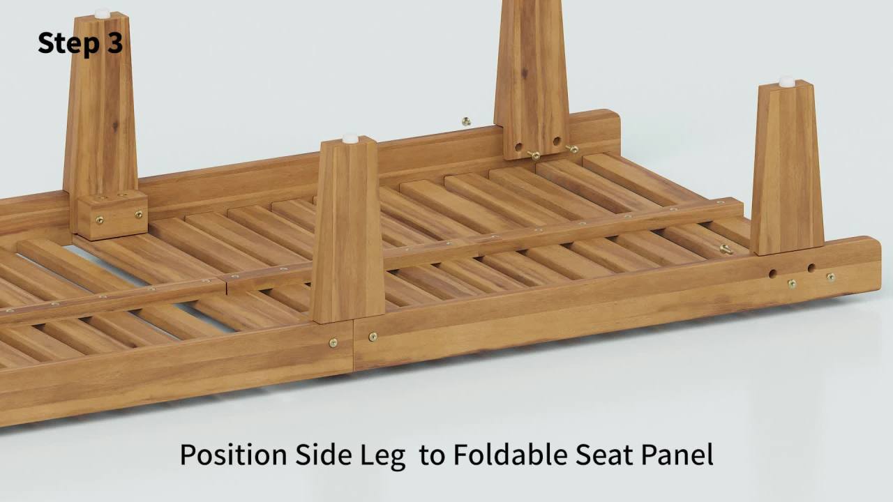 thumbnail video image 6 of Teak Finish Acacia Wood Chaise Lounge With Cushion, 6 of 6