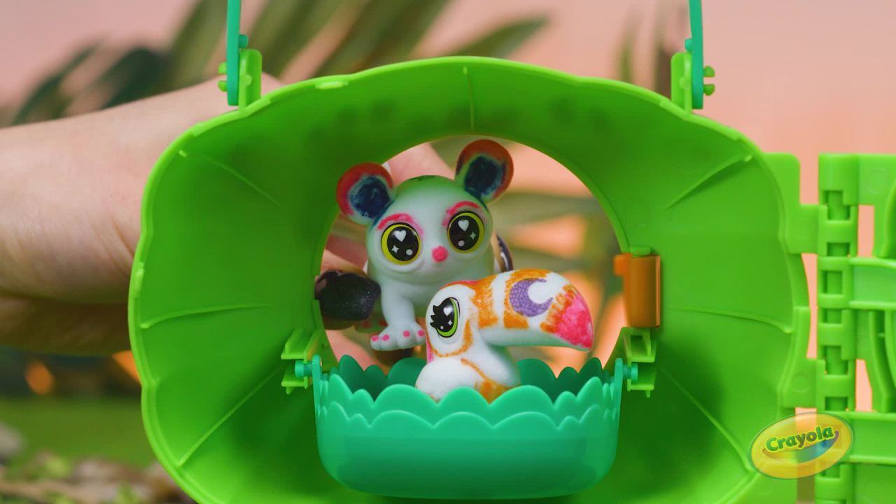 thumbnail video image 3 of Crayola Scribble Scrubbie Pets Safari Treehouse Toy Set, Coloring Gift for Kids, Jungle Arts & Crafts, 3 of 13