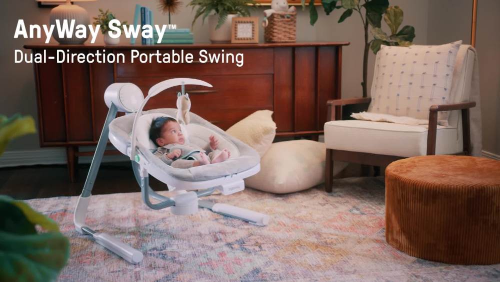 Ingenuity Anyway Sway 5Speed MultiDirection Portable Baby Swing with