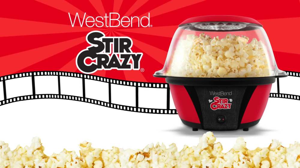 West Bend 82707 Stir Crazy Electric Popcorn Maker Machine, Red