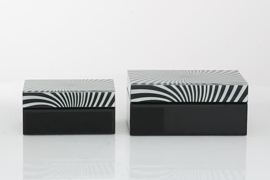 thumbnail video image 2 of DecMode Black Wood Contemporary Box, 2 - Pieces, 2 of 10